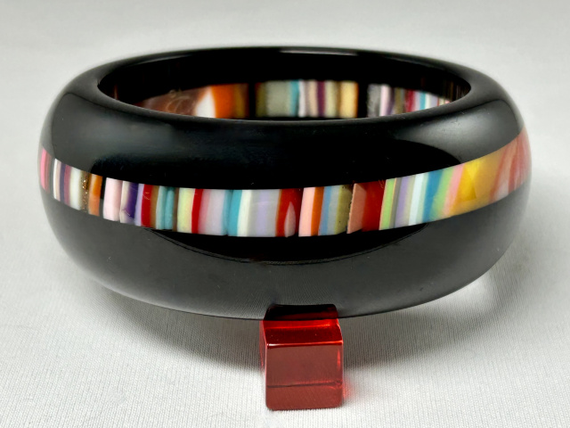 SO147 Black Sobral resin bangle with multicolored band